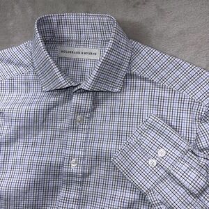 Holderness & Bourne Button Down Shirt Mens M White Blue Check Tailored Fit